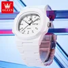 OLEVS Fashion Youth Watch Waterproof Date Week Luminous Watch for Unisex White Resin Men's Quartz Watches Student reloj hombre