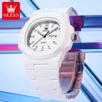 OLEVS Fashion Youth Watch Waterproof Date Week Luminous Watch for Unisex White Resin Men's Quartz Watches Student reloj hombre