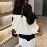 Ins Solid Color Oxford Tote Bag Waterproof Korean Style Nylon Shoulder Bag Leather Handbag Mommy Bag Simple Underarm Bag Outdoor