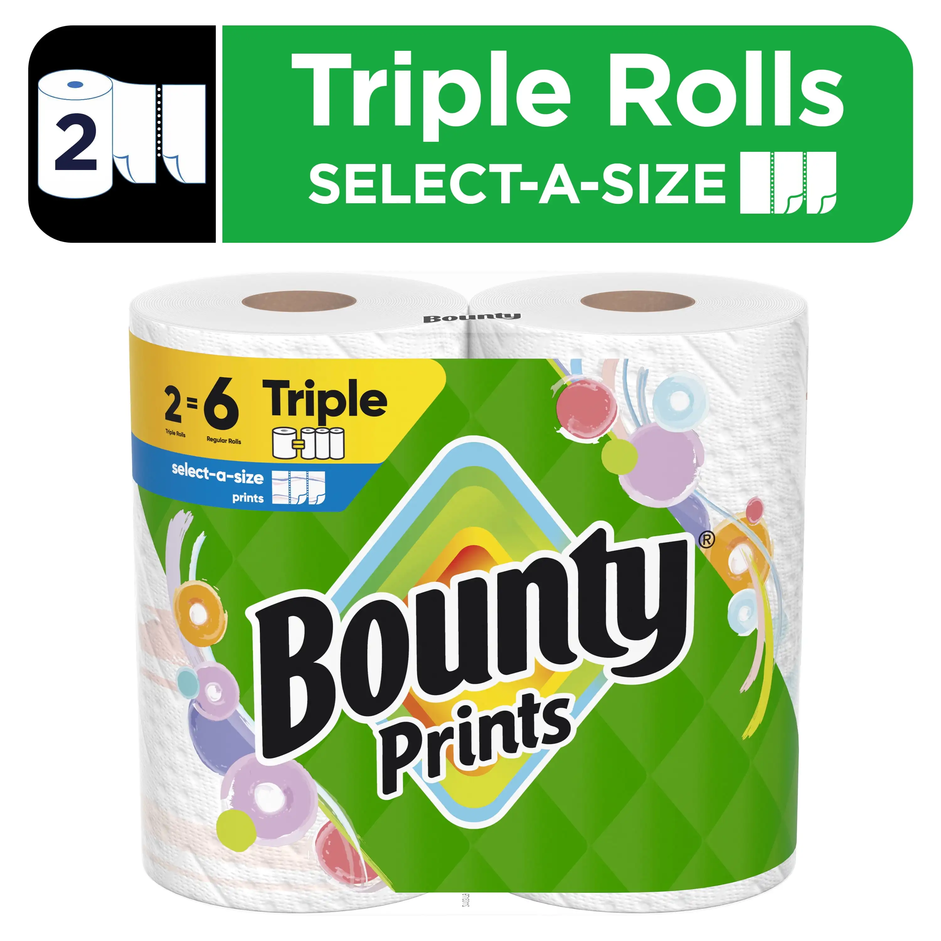 Paper Towels Select-A-Size Print 2 Triple Rolls 123 Sheets Per Roll A Variety of Pack and Rolls Sizes Are Available