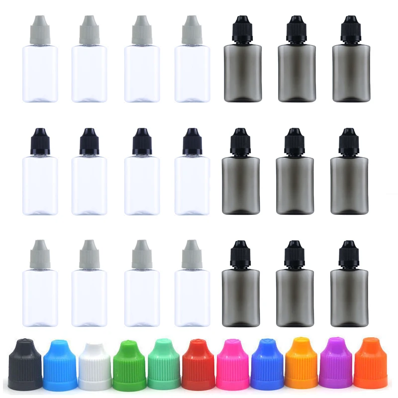 

30Pcs 30ml Empty Plastic PET Square Flat Dropper Bottles Vape Oils Containers E Liquid Eye Travel Portable refillable bottle