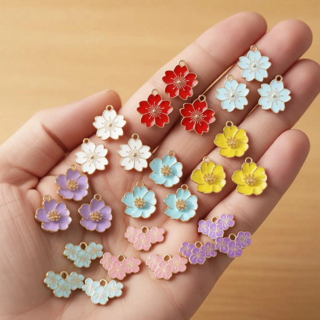 10 Stück Modische Bunte Emaille-Blumenanhänger für Schmuckherstellung, Ohrringe, Halsketten, Armbänder, DIY-Bastelzubehör