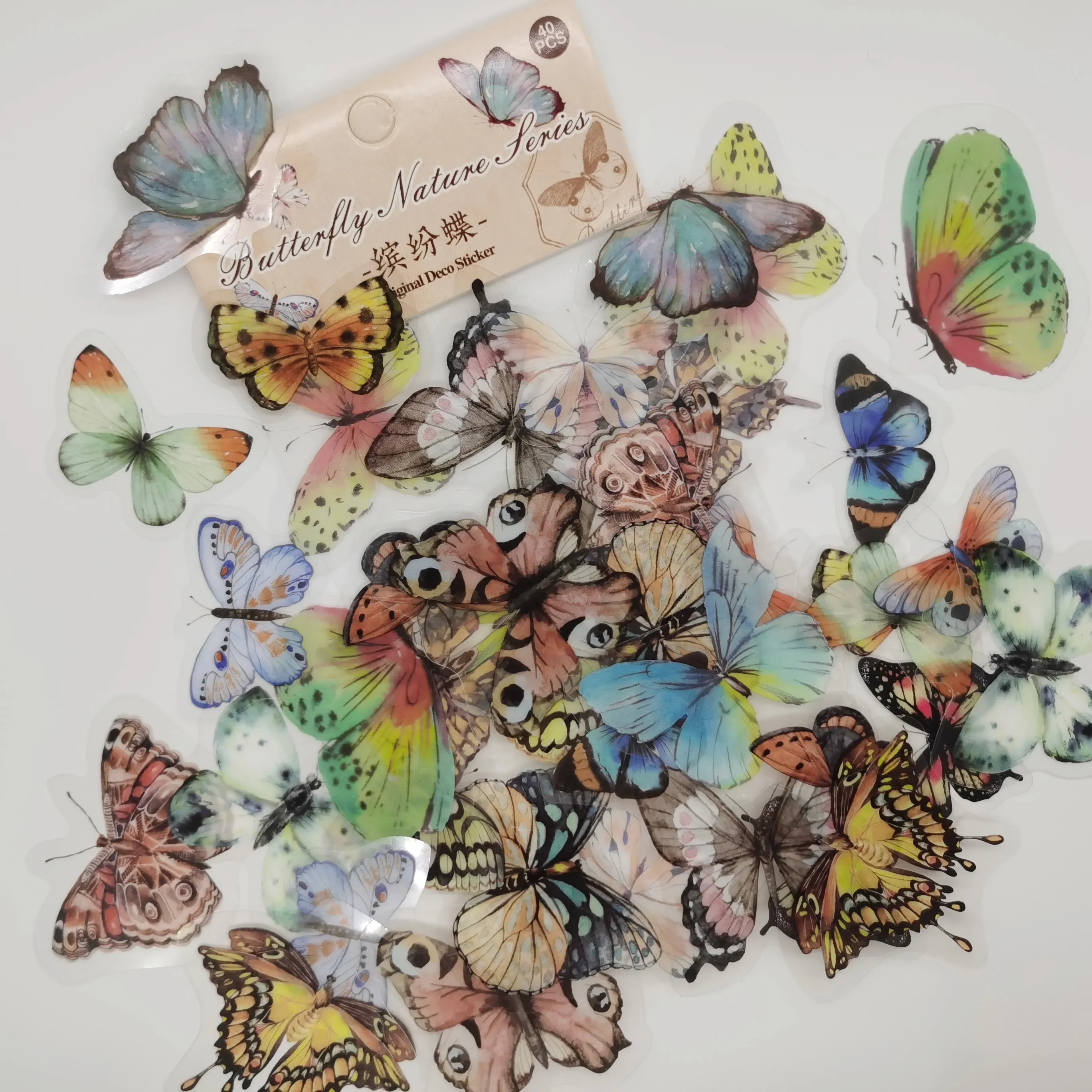 40 개/갑 다채로운 나비 컬렉션 재료 스티커 DIY Scrapbooking 앨범 냉장고 벽 스티커 책 스티커