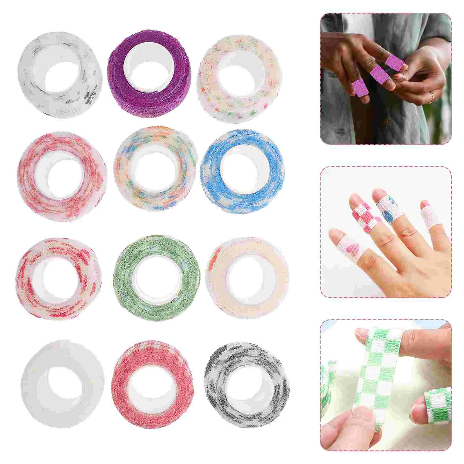 

12pcs Durable Self-adhesive Bandages for Finger Elastic Cohesive Tapes
