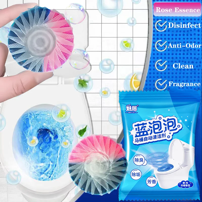 3/2/1 Pcs Toilet Cleaner Rose Fragrance Drain Tank Cleaning Tablet Freshener Deodorization Stain Remover Home Bathroom Products