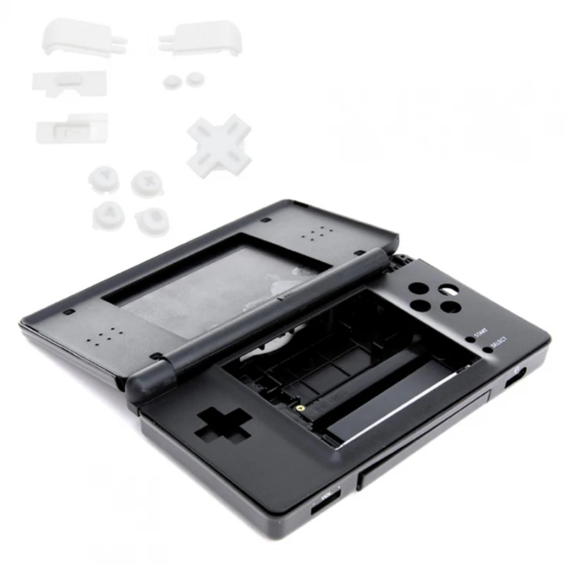 Copertura Completa Per Nintendo Ds Lite Flip Pulsanti Trasparenti Neri # Nintendo Ds Lite (Usg-001)