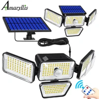 Solar Lights Outdoor 278 LED 1200LM Solar Flood Security Lights with Motion Sensor IP65 Waterproof 4 Heads Spot Wall Light 1