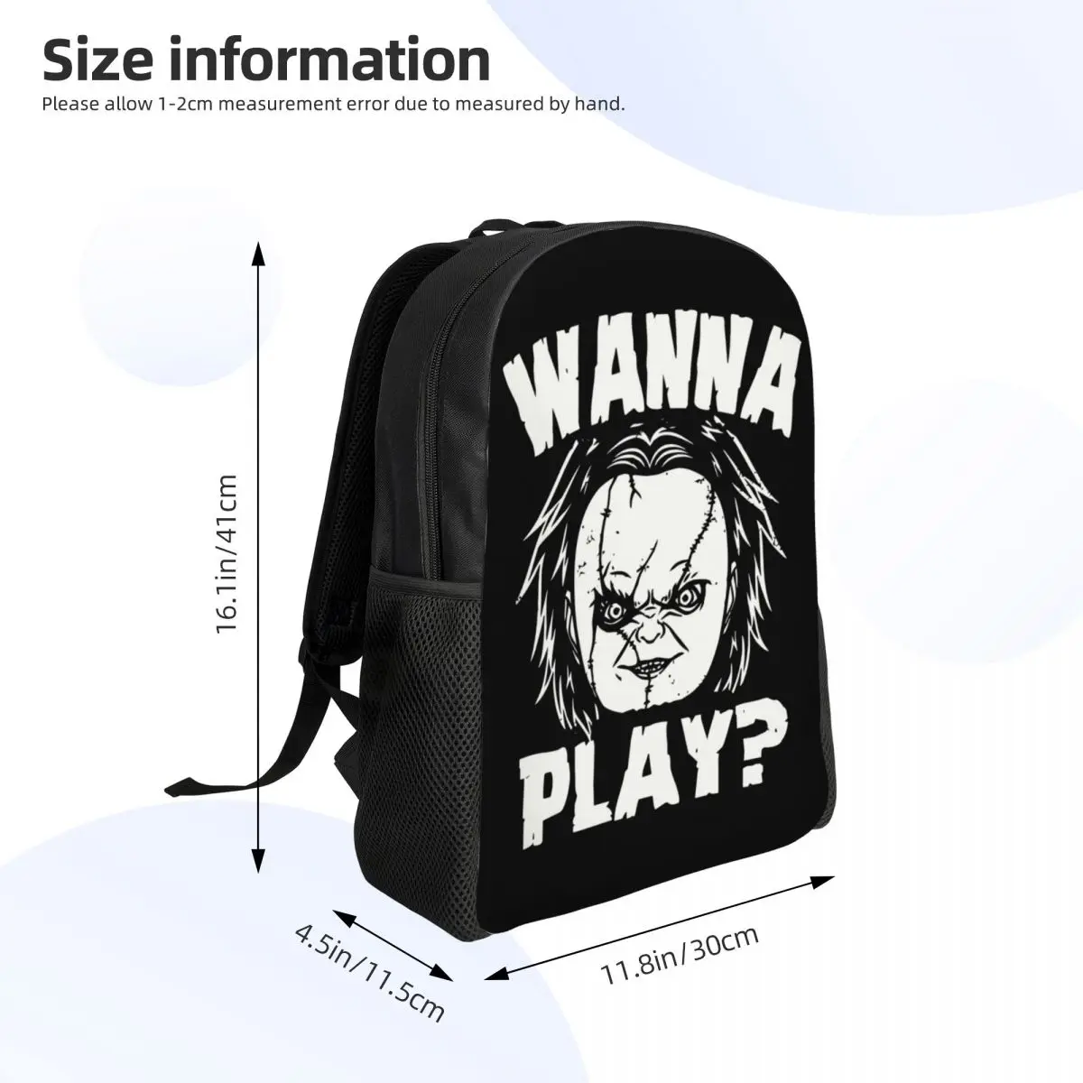 Custom Halloween Horror Movie Wanna Play Backpacks Men Women Basic Bookbag for School College Chucky Doll Bags