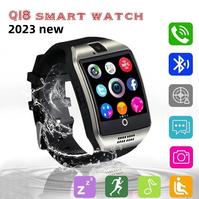 2023 Q18 Bluetooth-compatible Smart Watch With Cam Facebook Whatsapp Twitter Sync Sport Smartwatch Support SIM Card PK A1 T100 1