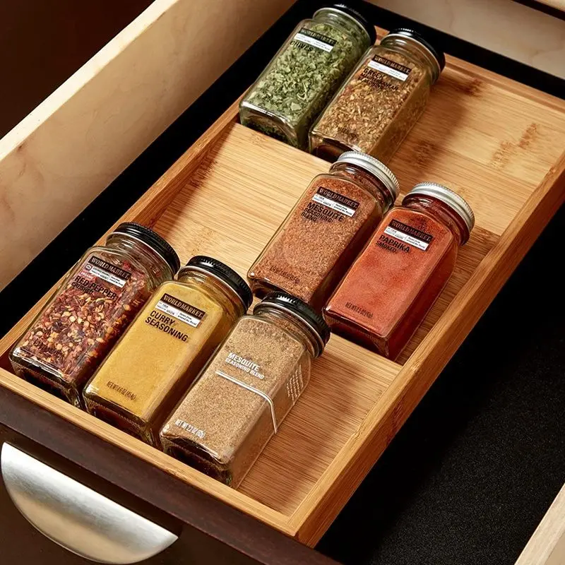 Spice Drawer Organizer 4 Layer Adjustable Spice Rack Tray Seasoning  Organizer for Living Room Cabinet Kitchen