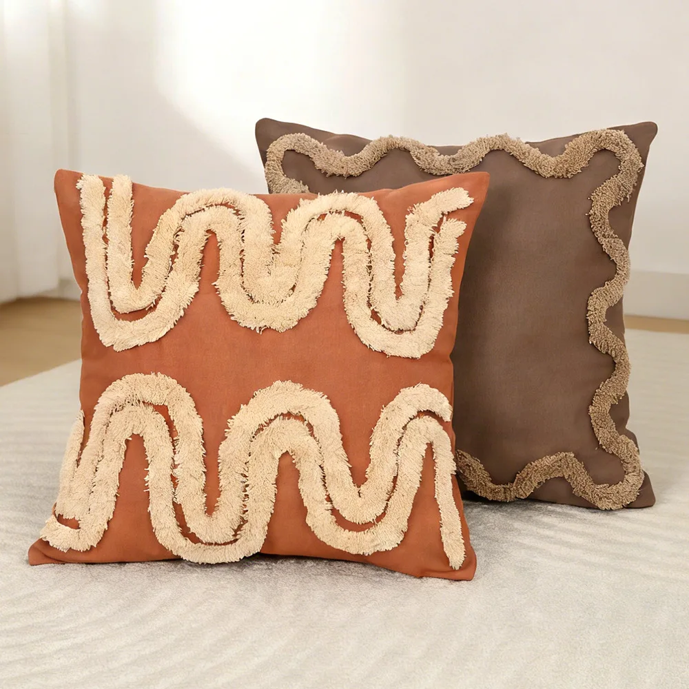 Boho getuftete neutrale Leinen-Kissenbezüge, abstrakte moderne gestreifte dekorative Kissenhüllen für Sofa, Bett, Wohnzimmerdekoration – Detail 3