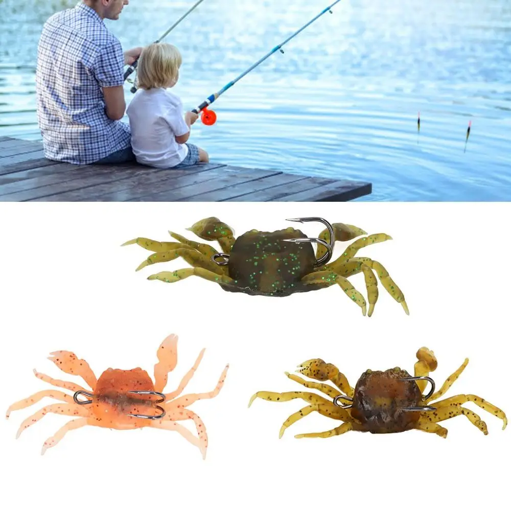 8Pcs 13cm Length Artificial Crab Bait 34g Weight with Hooks Crab Soft Bait Green Yellow and Brown Artificial Crab Lures