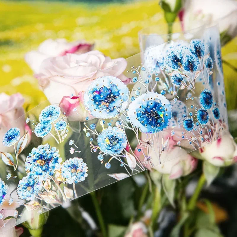 1Roll Flower PET Handbook DIY daily Adhesives Plant Tape Flying Dandelion Series Dairy School Supplies Tapes Scrapbook 50mm*2m 5