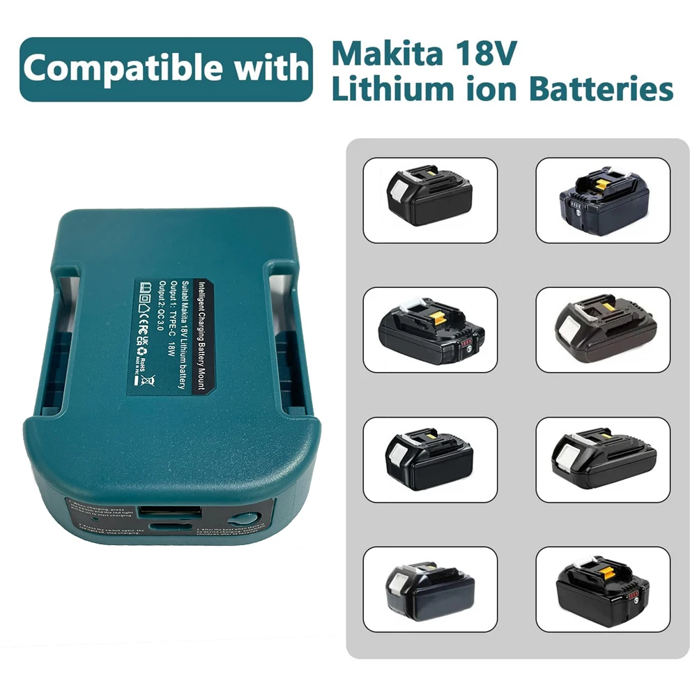 1pc For Makita 18V With USB With Type-C Battery Holder For Makita