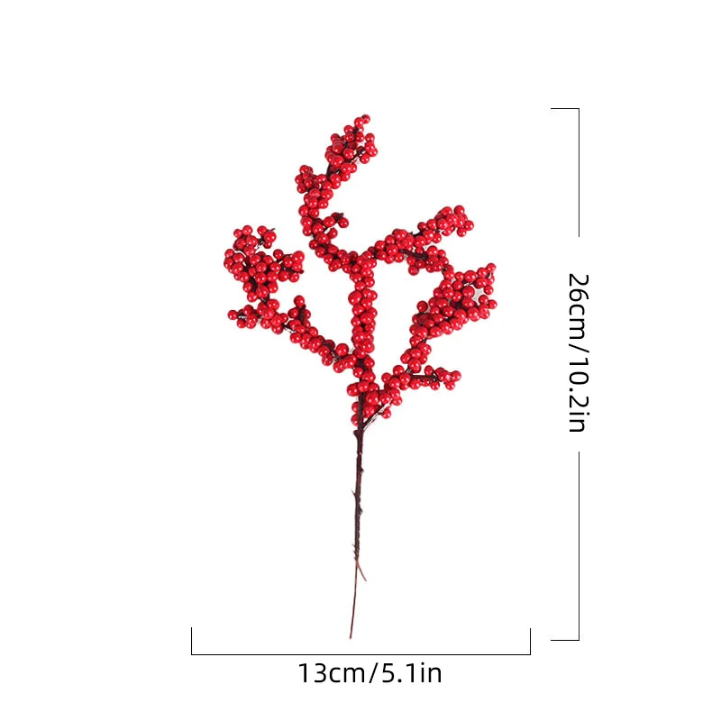 1Pcs Christmas Red Berries Decoration Artificia Flowers Stems Ornament for Xmas Tree Lucky Fortune Tree Home Decor