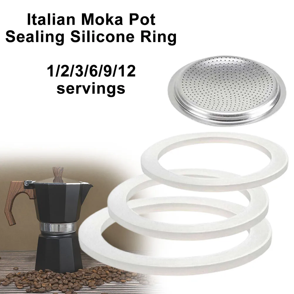 

Coffee Rubber Ring Italian Moka Pot Flexible Washer Gasket Ring Replacenent Parts For Cups Moka Pot Espresso Coffee Makers