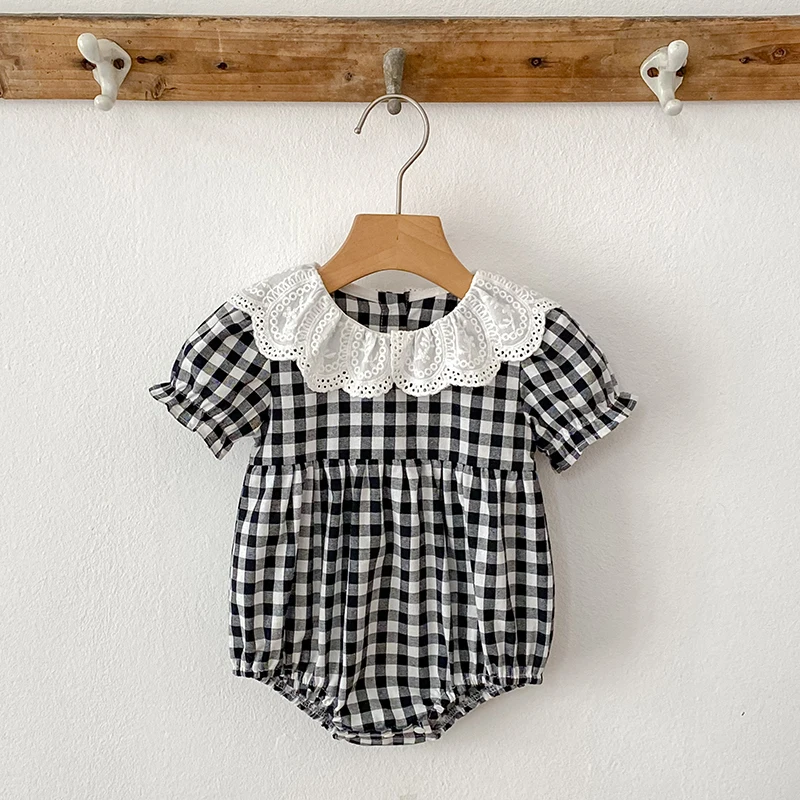 Fashion Clothing Summer Girls Jumpsuits Toddler Infant Baby Girl Short Sleeve Doll Collar Plaid Button Romper Jumpsuit Outfit Fashion Clothing Summer Girls Jumpsuits Toddler Infant Baby Girl Short Sleeve Doll Collar Plaid Button Romper Jumpsuit Outfit