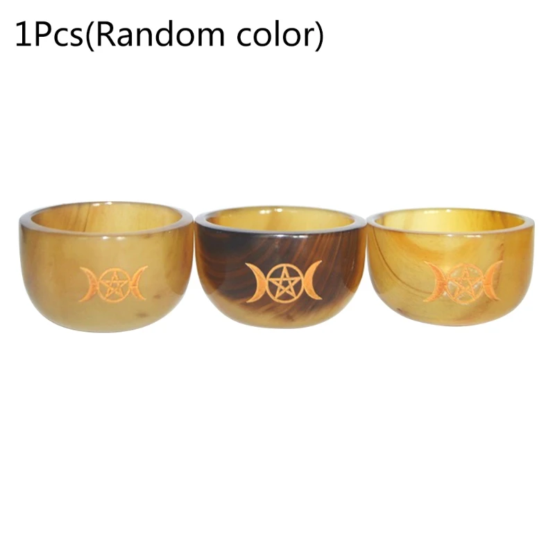 

Altar Bowl Ox Horn Cup with Triple Moon Divination Ritual Tableware Astrology Wicca Astrological Tool Witchcraft Prop