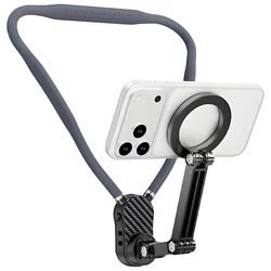Magnetic 360° Adjustable Neck Phone Mount - Hands - Free POV Vlogging & Cooking/Riding, Anti - Shake Chest Strap (Magnetic)