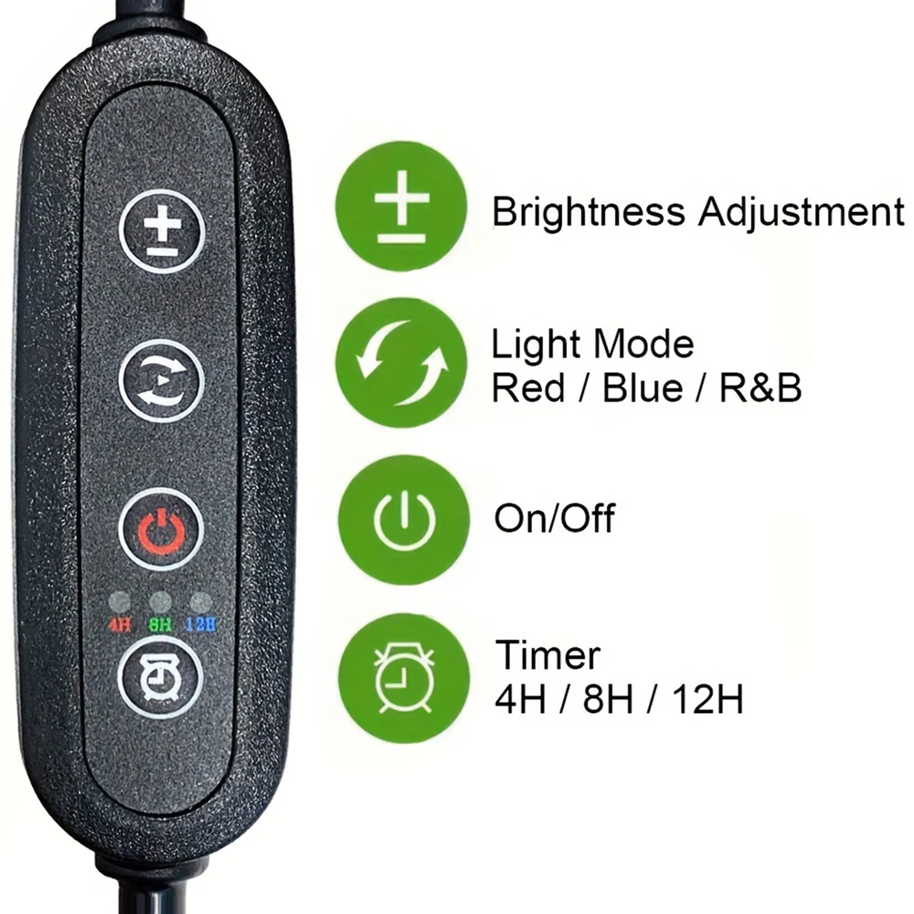 Grow Lights for Indoor Plants, Full Spectrum LED Plant Growing Lamp - Timer, Adjustable Brightness & Tripod Stand, LED Grow Lamp