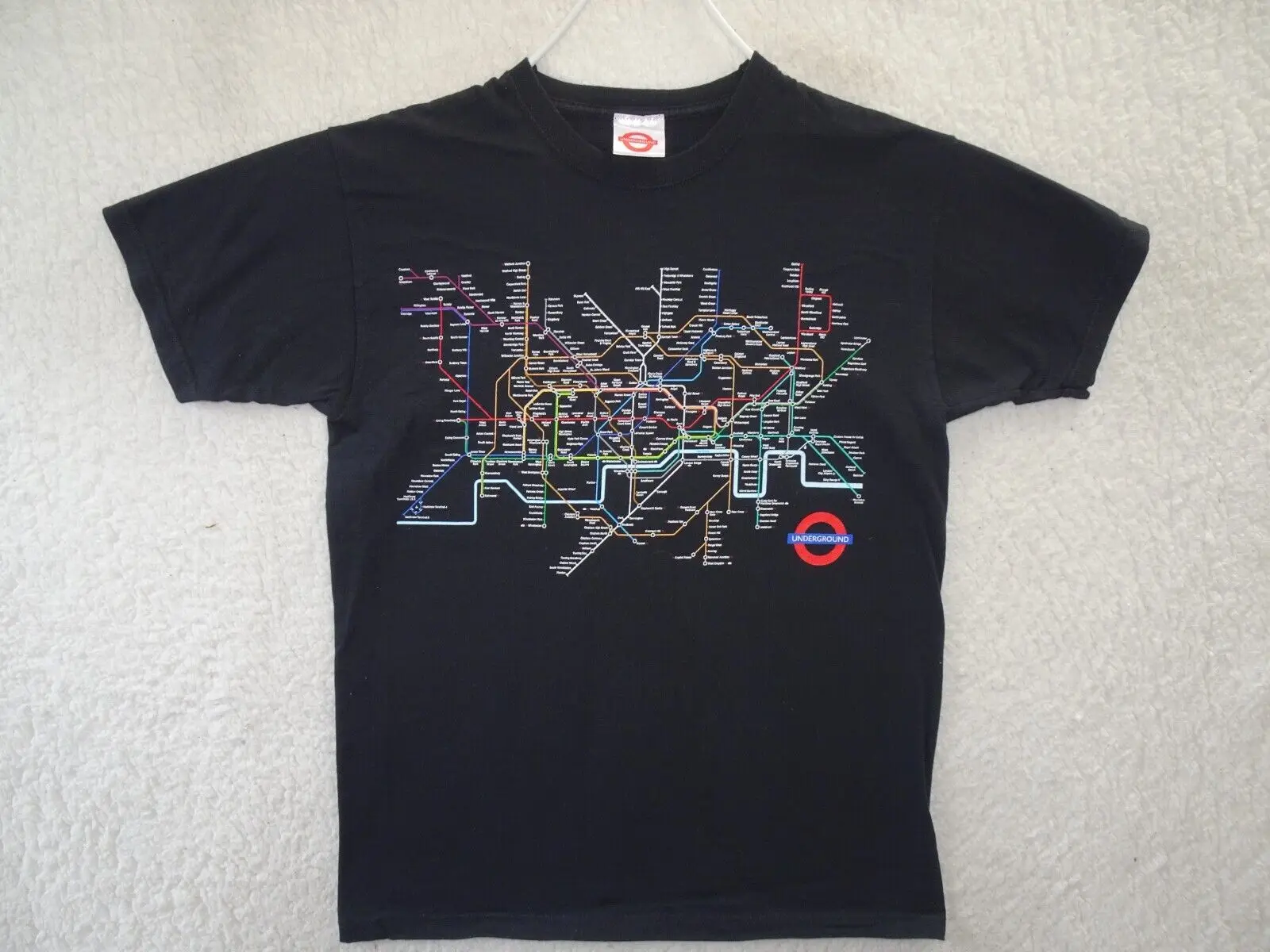 Maglietta Ufficiale Della Mappa Del Sistema Ferroviario Sotterraneo Di Londra Medium Black Tourism Euc