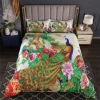 Peacock Duvet Cover Set King Size Floral Pattern Bedding Set Retro Peacock Feather Floral Theme Comforter Cover Luxury Quilt Set 4