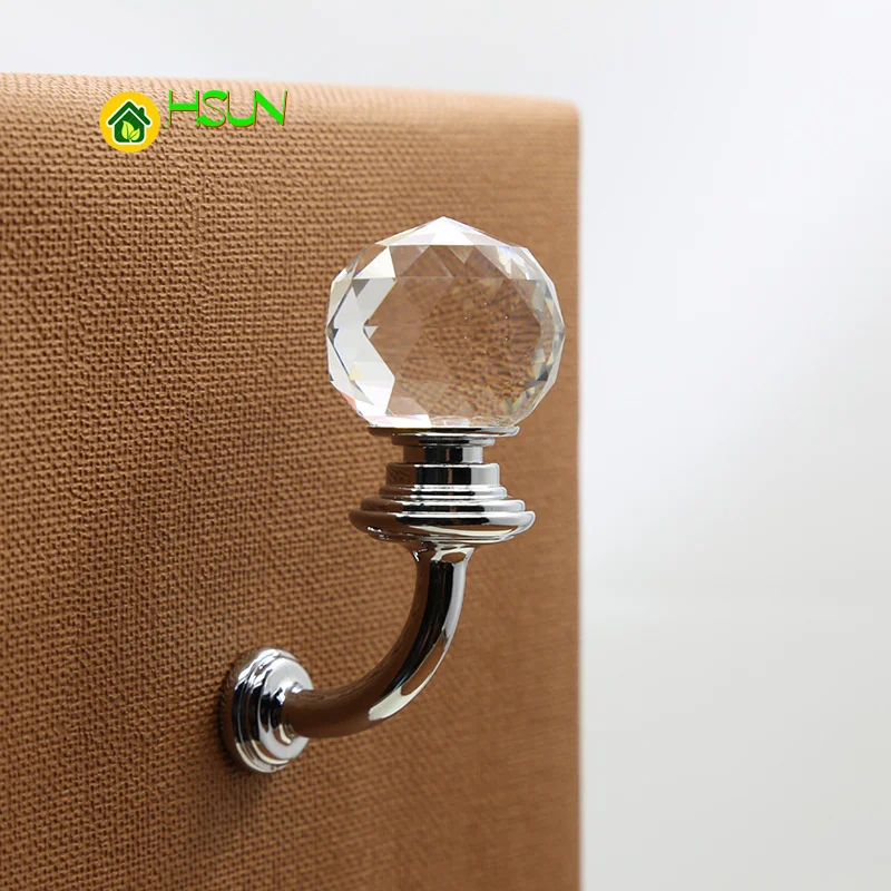 2 pcs Ball crystal clothes hook single hook zinc alloy creative antique gold toilet cloakroom hook