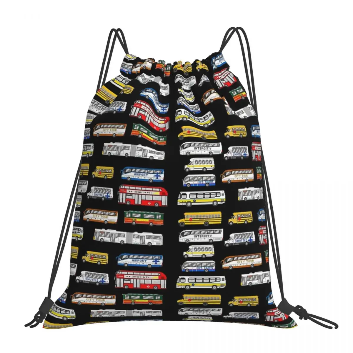 

Buses - The Kid's Picture Show Backpacks Portable Drawstring Bags Drawstring Bundle Pocket Storage Bag BookBag For Travel School