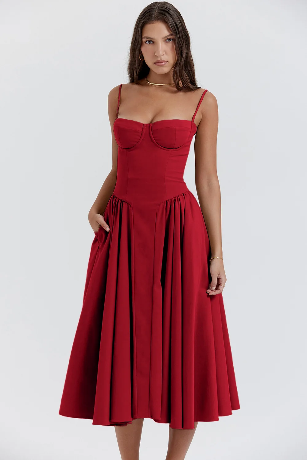 

Soolasea 2023 New Elegant Backless Sling Summer Dress Women Fashion Solid Suspender Dress Female Party Evening Robes Vestidos