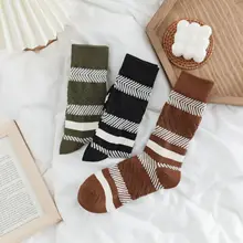 

Harajuku Woman Socks 100% Cotton Kawaii Fashion Striped Socks Women Soft Casual Cute Embroidered Girls Sock Summer Sports Socks