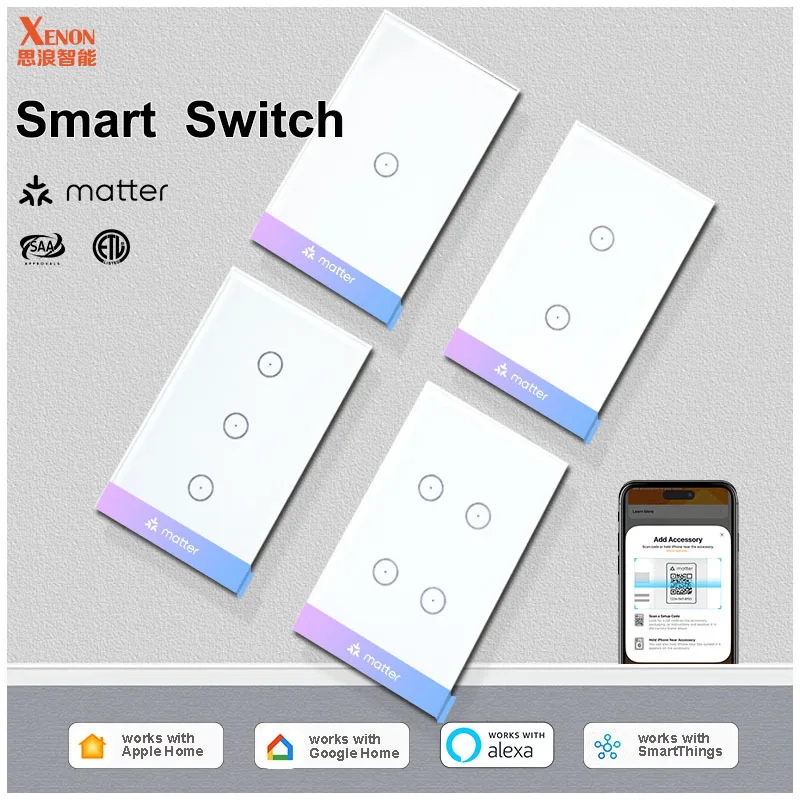 

Matter smart switch Alexa Google Touch Light Switch No APP required Intelligent Control Scan QR Code to Connect