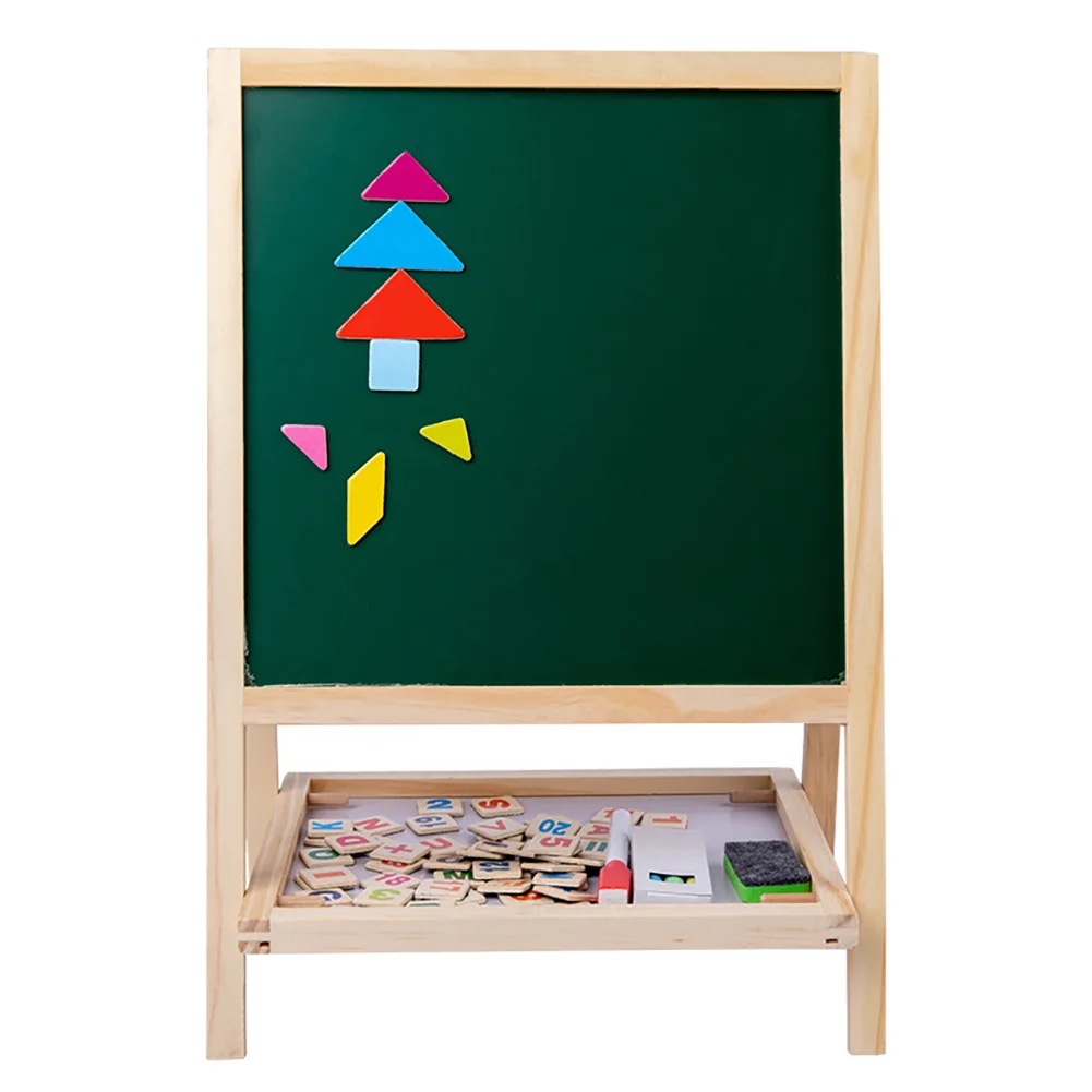 Kinderen tekenen schilderij bord kleurrijke houten beugel tekening  schrijfbord tillen dubbelzijdig magnetisch speelgoed _ - AliExpress Mobile