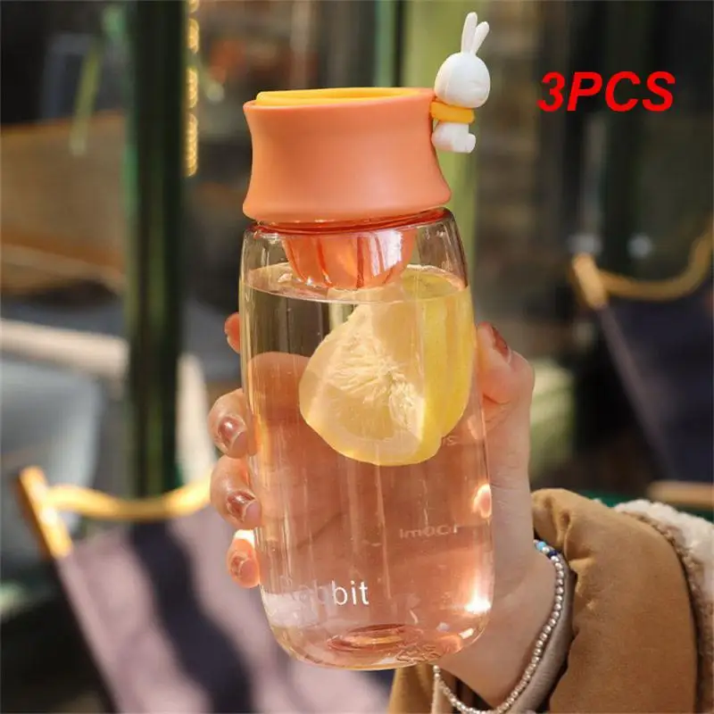

3PCS With Tea Strainer Cup Large-capacity Plastic Water Cup Milk Tea Cup Student Water Cup Summer Water Bottle