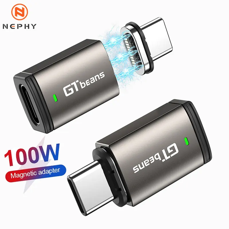 USB C To Type C Magnetic OTG Adapter OTG Adapter USB To Type C Adapter Magnetic Cable Adapter Magnetic Charging Adapter PD 100W Fast Charging USBC Magnet Connector For MacBook Pro Samsung Huawei Xiaomi Laptop