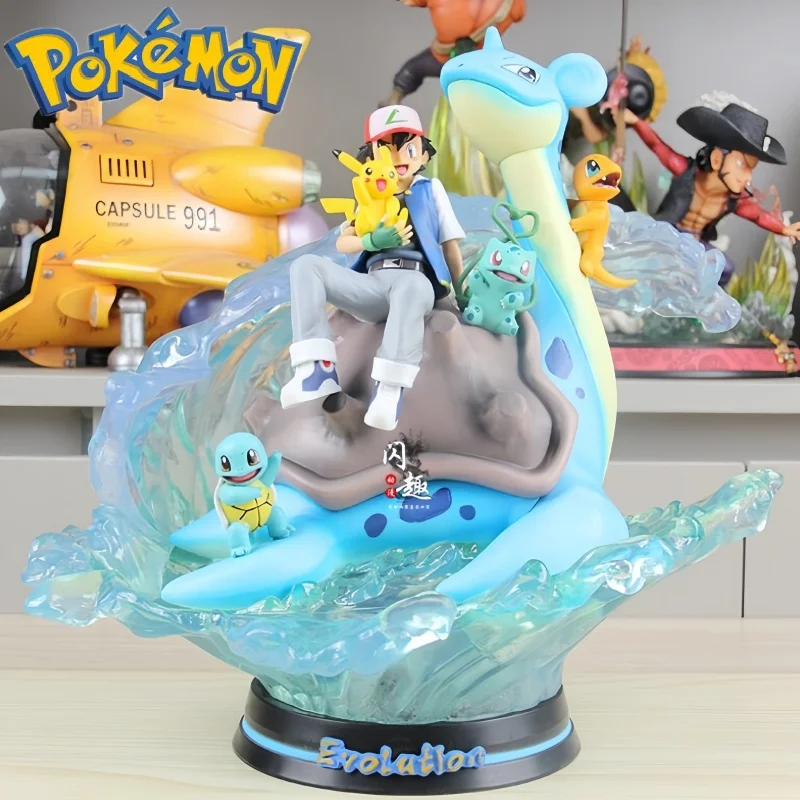 

Pokemon Figures Ash Ketchum Squirtle 30cm Anime Figures With Light Pvc Gk Statue Ash Ketchum Figurine Model Doll Collection Toys