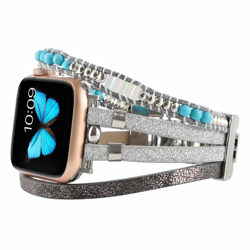 Leather Strap for Apple Watch Band 44mm 45mm 41mm 40mm 49mm 42mm 38mm Women Metal Bracelet iWatch Series 7 6 5 4 SE 8 Ultra Belt