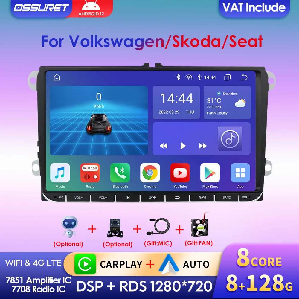 Auto Radio 2 Din GPS per Auto GPS multimediale per VW Passat B6 T5 B7 B8 Golf 5 6 Caddy POLO T5