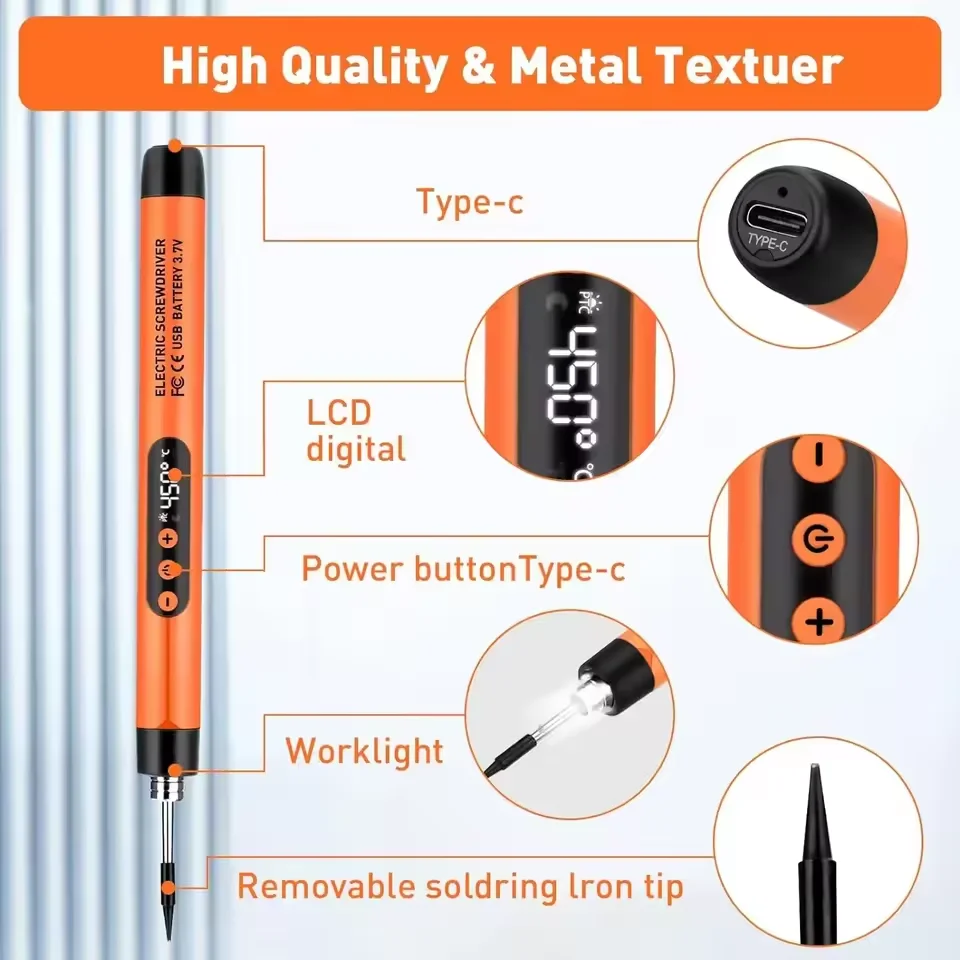 Cordless USB Digital Soldering Iron Adjustable Temperature 300-450℃ Type-C 1000mAh Battery Intelligent Solder Welding Iron Tool soldering iron,electric soldering iron,soldering iron kit,soldering iron set
