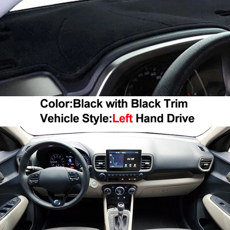 Auto Dashboard Cover Mat voor Hyundai Kona/Kauai 2018-2020, Licht Antislip Dash Mats Anti-UV Zonnescherm Interieur Dashmat Pad Auto Instrument Bescherming Trim Accessoires,RHD