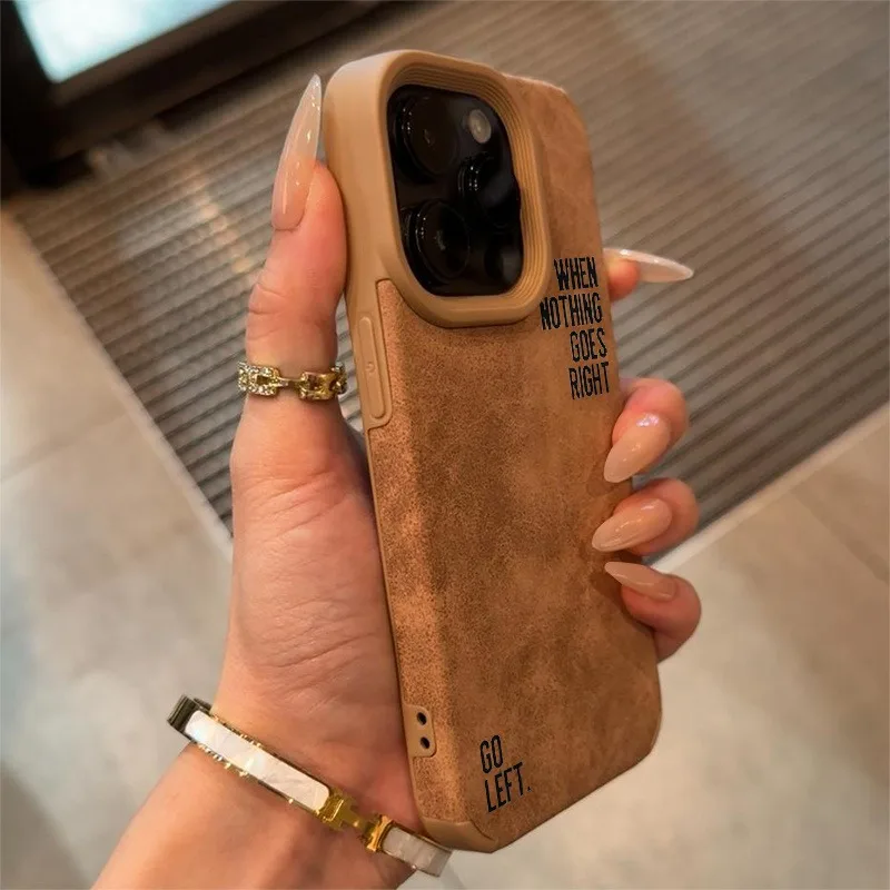 Elegant Faux Leather Textured Phone Case with Minimalist Letter Design