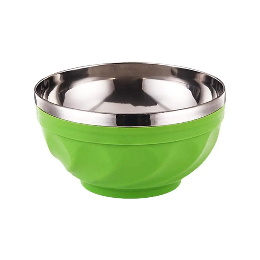 Description Picture 4 of itemCandy Color Double-layer Stainless Steel Bowl Creative Noodle Soup Children Dinnerware Heat Insulation Rice