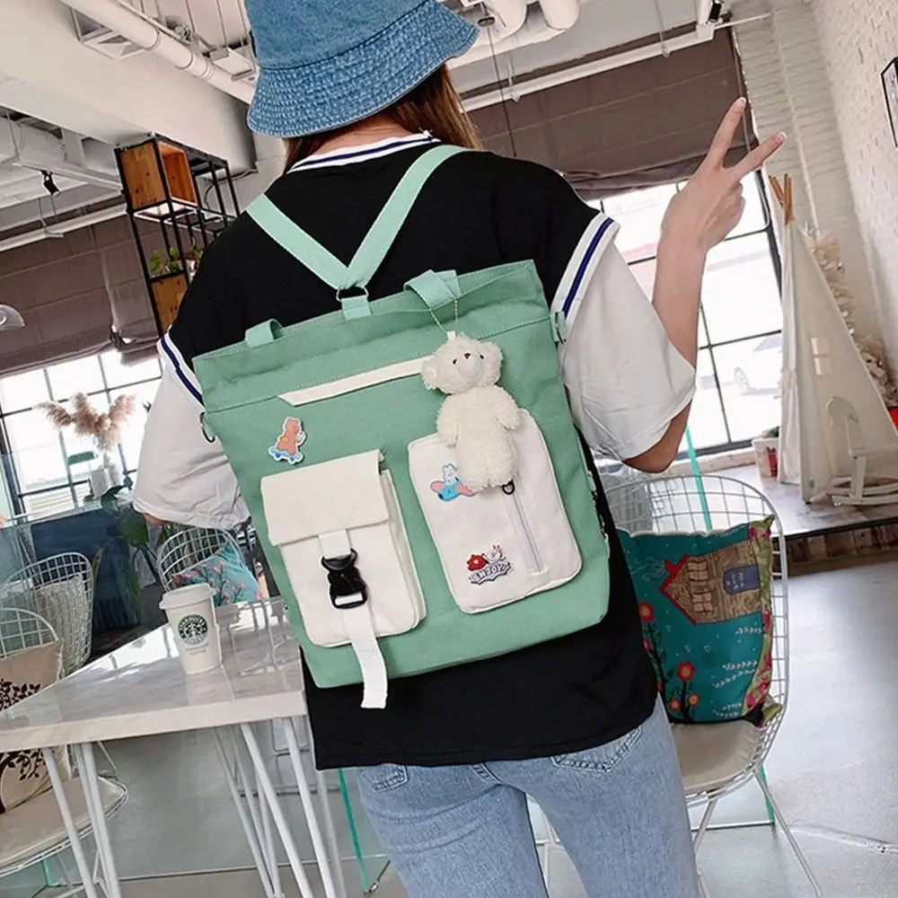 

Purse Handbag All-match Shoulder Bucket Bag Contrast Color Canvas Bag Korean Style Canvas Bag Women Crossbody Bag Messenger Bag
