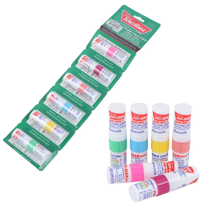 Thailand Mint Cylinder Nasal Inhaler Refresh Brain Anti Stuffy Rhinitis Nose Aspirator Cure Nasal Fatigu 6Pieces