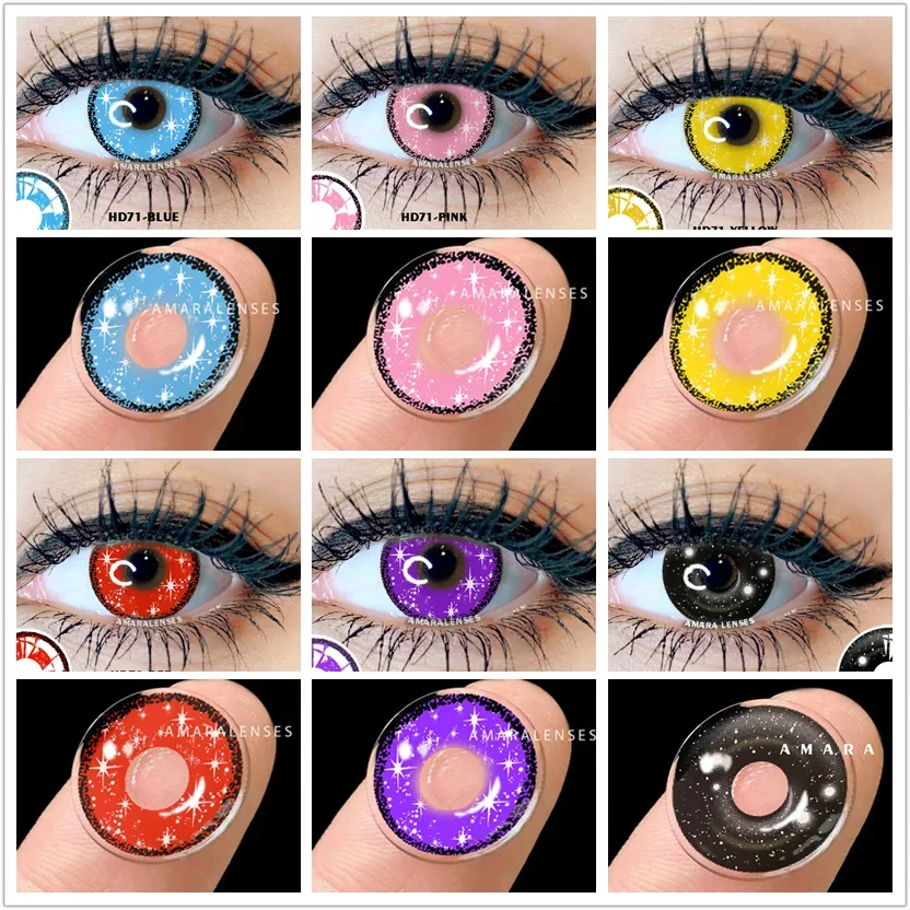 Lenti A Contatto A Colori Amara Per Occhi 1 Paio Di Lenti Colorate Cosplay Anime Lenti Viola Blu Lenti A Contatto Annuali Trucco Di Bellezza