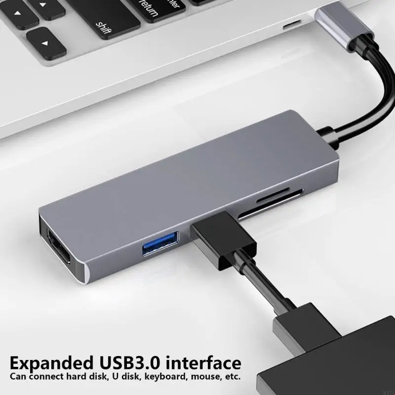 WXTA USB Docking Station Digital Multiport Adapter Dongle USB C HUB Splitter for Laptop C Dongle with USB2.0 Port