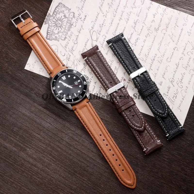 Calfskin Leather Quick Release Retro Watch Strap - Universal Wristband Replacement for Business and Casual Wear