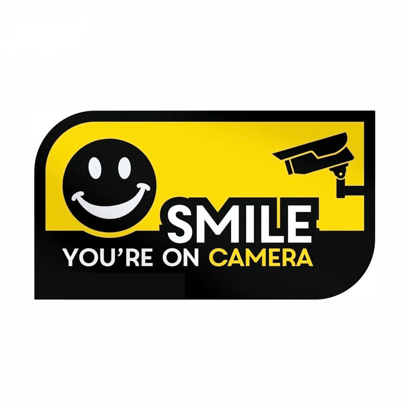 

4Pcs Smile You're on Camera Security CCTV Warning Sticker Vinyl Water Proof Decals Car Styling Decoration Indoor Outdoor 4X2CM