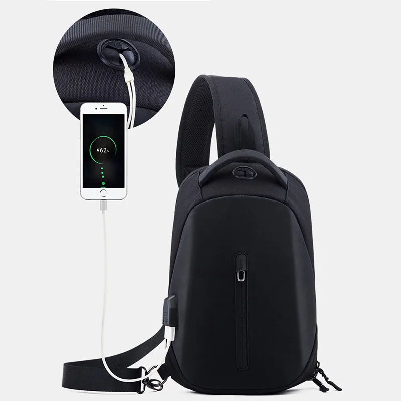 

Brand New Men's Messenger Bag Business Shoulder s Sling Mini USB Charging Chest bags for 9.7 inch ipad