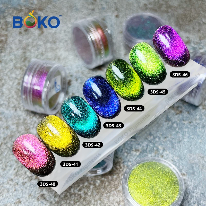 BOKO 7 Color 9D Cat Eye Laser Powder Nail Powders Shiny Nail Glitters Dust Decorations For Art Pigment DIY Accessories