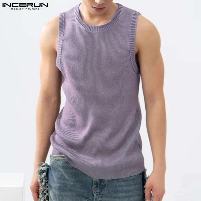 

2024 Men Tank Tops Solid Color O-neck Sleeveless Summer Leisure Male Vests Streetwear Fashion Casual Men Clothing S-5XL INCERUN